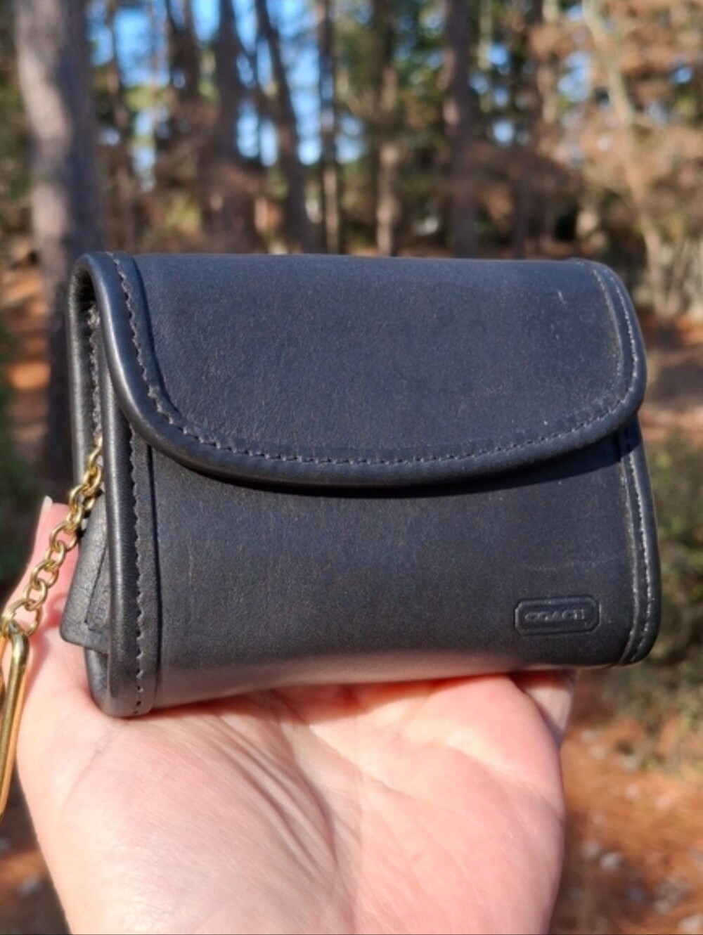 Rare New Vintage Coach Black Glove Tanned Leather Multi-Function Purse #7219 - Picture 2 of 13